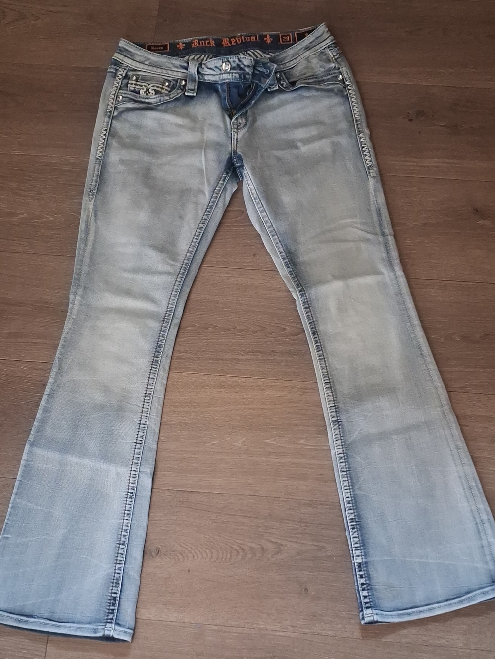 Rock Revival Men's Faded Light Blue Bootcut Jeans